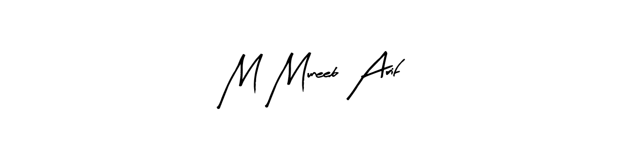 This is the best signature style for the M Muneeb Arif name. Also you like these signature font (Arty Signature). Mix name signature. M Muneeb Arif signature style 8 images and pictures png