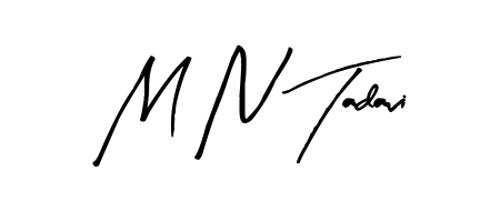 The Arty Signature handwriting style adds charm and authenticity to name M N Tadavi. A wonderful choice for personal thank-you notes. M N Tadavi signature style 8 images and pictures png