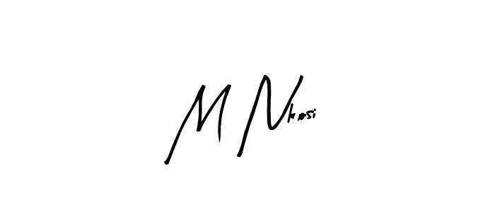 Create a beautiful signature design for name M Nkosi. With this signature (Arty Signature) fonts, you can make a handwritten signature for free. M Nkosi signature style 8 images and pictures png