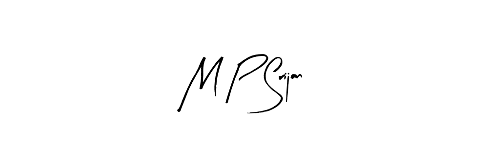 The best way (Arty Signature) to make a short signature is to pick only two or three words in your name. The name M P Srijan include a total of six letters. For converting this name. M P Srijan signature style 8 images and pictures png