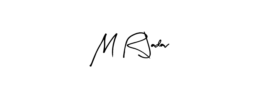 The best way (Arty Signature) to make a short signature is to pick only two or three words in your name. The name M R Jadav include a total of six letters. For converting this name. M R Jadav signature style 8 images and pictures png