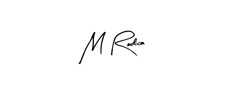 How to make M Rodica name signature. Use Arty Signature style for creating short signs online. This is the latest handwritten sign. M Rodica signature style 8 images and pictures png