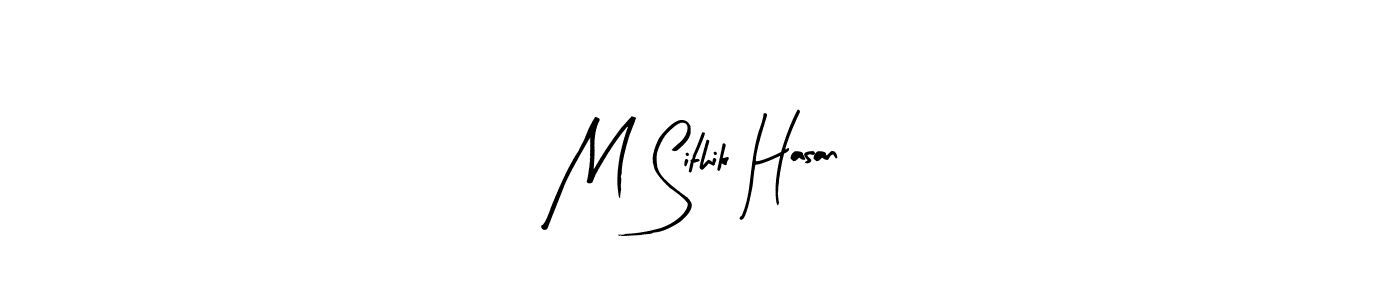 How to make M Sithik Hasan name signature. Use Arty Signature style for creating short signs online. This is the latest handwritten sign. M Sithik Hasan signature style 8 images and pictures png