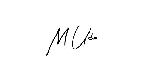 Arty Signature is a professional signature style that is perfect for those who want to add a touch of class to their signature. It is also a great choice for those who want to make their signature more unique. Get M Usha name to fancy signature for free. M Usha signature style 8 images and pictures png