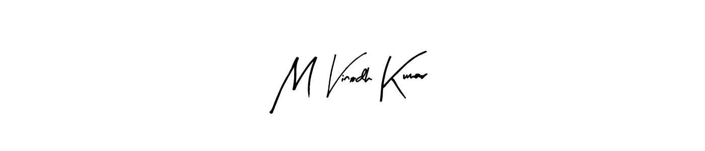 Arty Signature is a professional signature style that is perfect for those who want to add a touch of class to their signature. It is also a great choice for those who want to make their signature more unique. Get M Vinodh Kumar name to fancy signature for free. M Vinodh Kumar signature style 8 images and pictures png