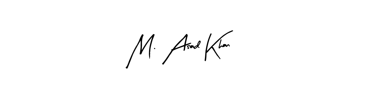 The best way (Arty Signature) to make a short signature is to pick only two or three words in your name. The name M. Asad Khan include a total of six letters. For converting this name. M. Asad Khan signature style 8 images and pictures png