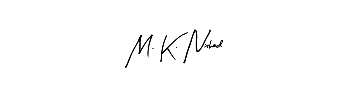 This is the best signature style for the M. K. Nishad name. Also you like these signature font (Arty Signature). Mix name signature. M. K. Nishad signature style 8 images and pictures png