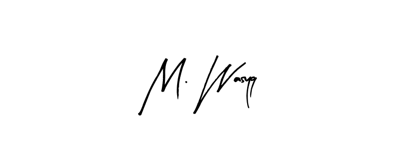 The best way (Arty Signature) to make a short signature is to pick only two or three words in your name. The name M. Wasyq include a total of six letters. For converting this name. M. Wasyq signature style 8 images and pictures png