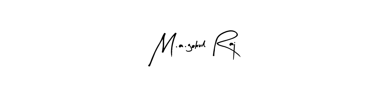 Create a beautiful signature design for name M.a.gokul Raj. With this signature (Arty Signature) fonts, you can make a handwritten signature for free. M.a.gokul Raj signature style 8 images and pictures png