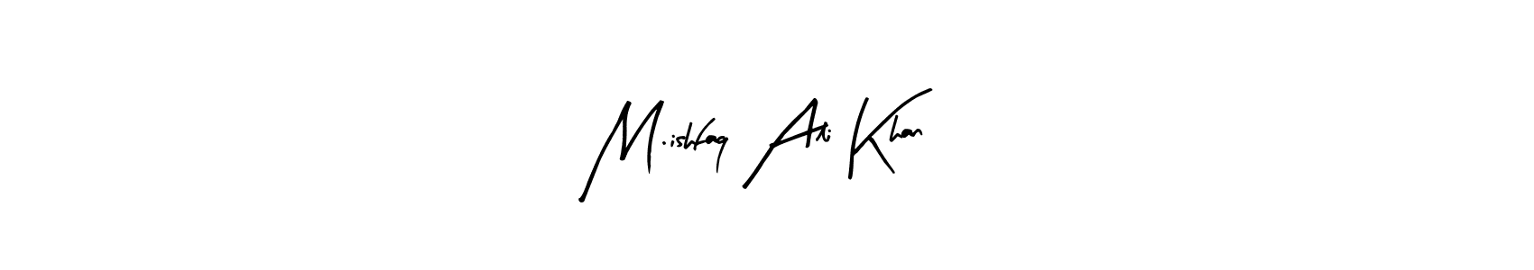 The best way (Arty Signature) to make a short signature is to pick only two or three words in your name. The name M.ishfaq Ali Khan include a total of six letters. For converting this name. M.ishfaq Ali Khan signature style 8 images and pictures png