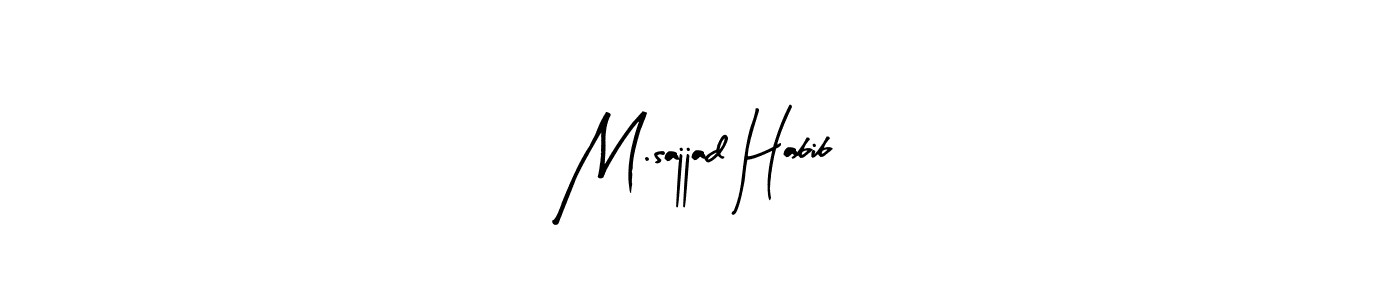 This is the best signature style for the M.sajjad Habib name. Also you like these signature font (Arty Signature). Mix name signature. M.sajjad Habib signature style 8 images and pictures png