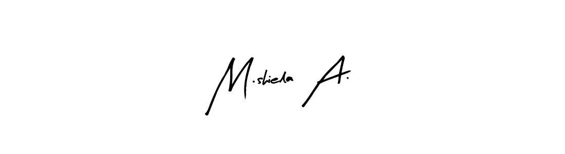 Similarly Arty Signature is the best handwritten signature design. Signature creator online .You can use it as an online autograph creator for name M.shiela A.. M.shiela A. signature style 8 images and pictures png