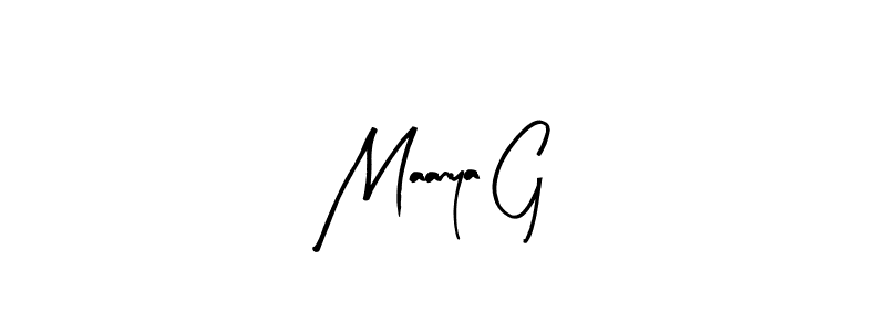 Use a signature maker to create a handwritten signature online. With this signature software, you can design (Arty Signature) your own signature for name Maanya G. Maanya G signature style 8 images and pictures png