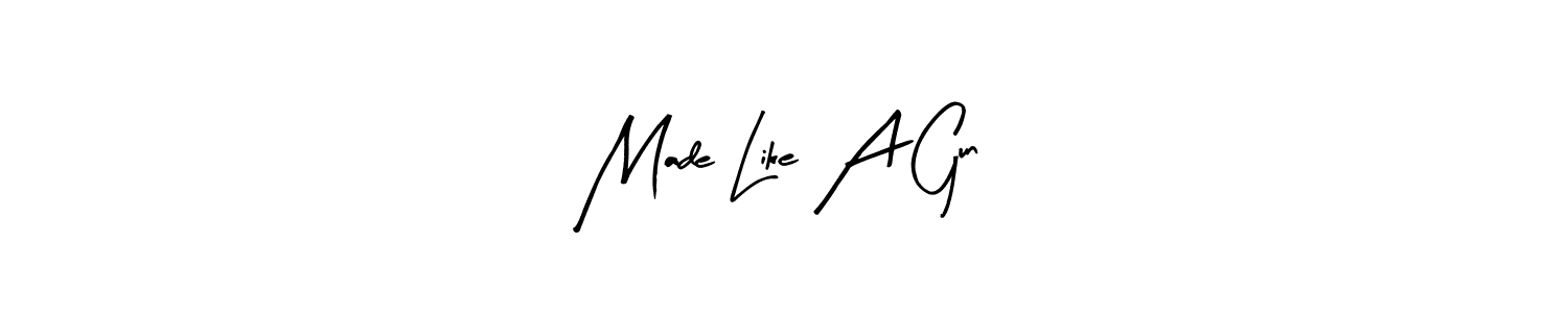if you are searching for the best signature style for your name Made Like A Gun. so please give up your signature search. here we have designed multiple signature styles  using Arty Signature. Made Like A Gun signature style 8 images and pictures png