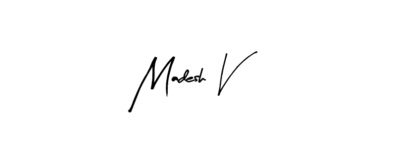 Use a signature maker to create a handwritten signature online. With this signature software, you can design (Arty Signature) your own signature for name Madesh V. Madesh V signature style 8 images and pictures png