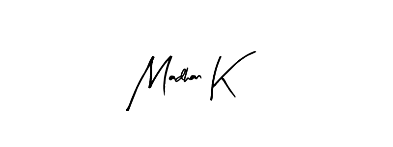 Make a beautiful signature design for name Madhan K. With this signature (Arty Signature) style, you can create a handwritten signature for free. Madhan K signature style 8 images and pictures png