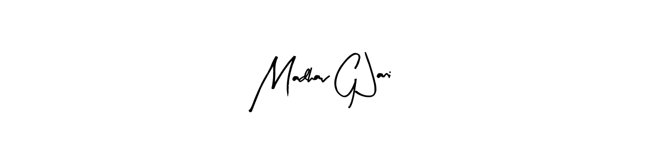 Use a signature maker to create a handwritten signature online. With this signature software, you can design (Arty Signature) your own signature for name Madhav G Jani. Madhav G Jani signature style 8 images and pictures png