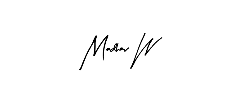 How to make Madhav W name signature. Use Arty Signature style for creating short signs online. This is the latest handwritten sign. Madhav W signature style 8 images and pictures png