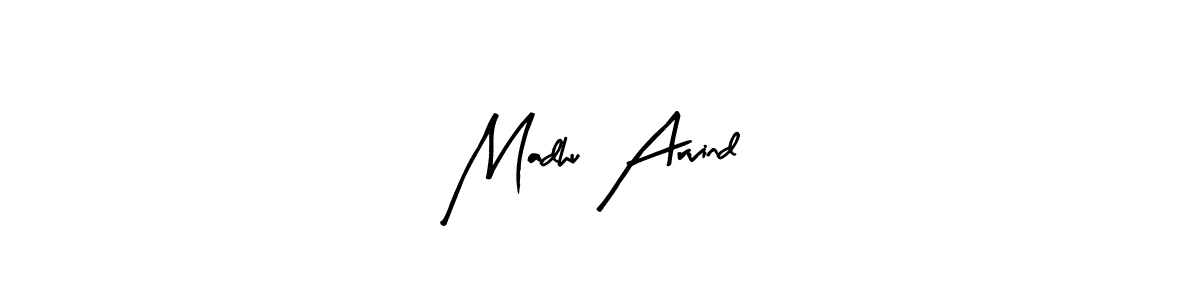 How to make Madhu Arvind name signature. Use Arty Signature style for creating short signs online. This is the latest handwritten sign. Madhu Arvind signature style 8 images and pictures png