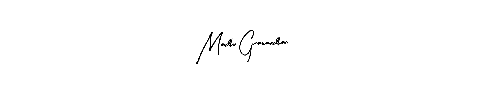 You should practise on your own different ways (Arty Signature) to write your name (Madhu Gunawardhan) in signature. don't let someone else do it for you. Madhu Gunawardhan signature style 8 images and pictures png