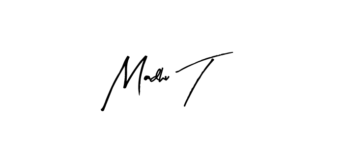 The best way (Arty Signature) to make a short signature is to pick only two or three words in your name. The name Madhu T include a total of six letters. For converting this name. Madhu T signature style 8 images and pictures png