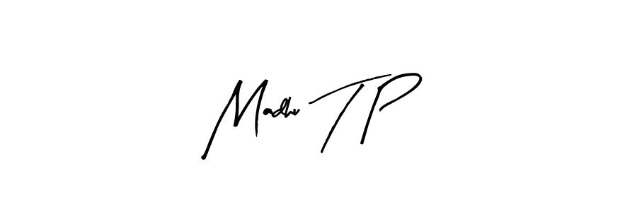 The best way (Arty Signature) to make a short signature is to pick only two or three words in your name. The name Madhu T P include a total of six letters. For converting this name. Madhu T P signature style 8 images and pictures png