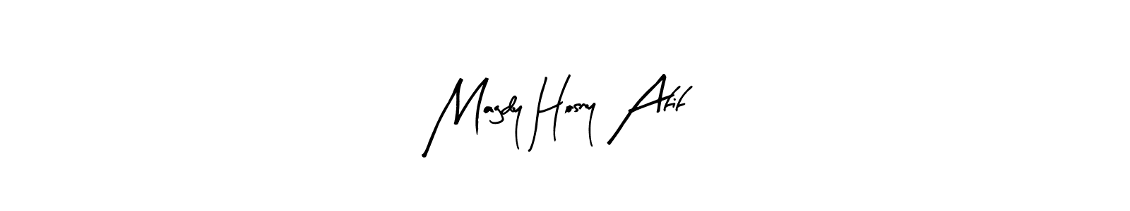 The best way (Arty Signature) to make a short signature is to pick only two or three words in your name. The name Magdy Hosny Afif include a total of six letters. For converting this name. Magdy Hosny Afif signature style 8 images and pictures png