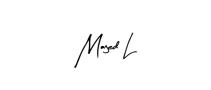 Similarly Arty Signature is the best handwritten signature design. Signature creator online .You can use it as an online autograph creator for name Maged L. Maged L signature style 8 images and pictures png