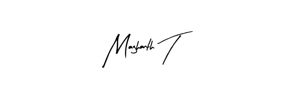 The best way (Arty Signature) to make a short signature is to pick only two or three words in your name. The name Maghanth T include a total of six letters. For converting this name. Maghanth T signature style 8 images and pictures png