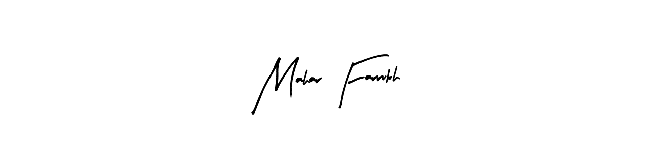 Also You can easily find your signature by using the search form. We will create Mahar Farrukh name handwritten signature images for you free of cost using Arty Signature sign style. Mahar Farrukh signature style 8 images and pictures png