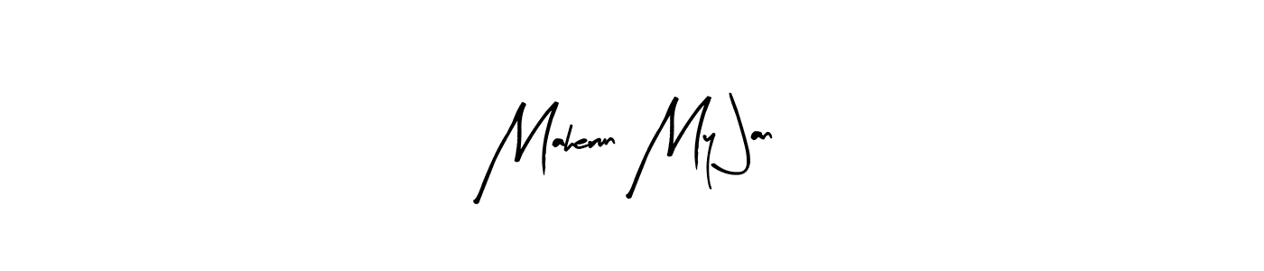 Similarly Arty Signature is the best handwritten signature design. Signature creator online .You can use it as an online autograph creator for name Maherun My Jan. Maherun My Jan signature style 8 images and pictures png