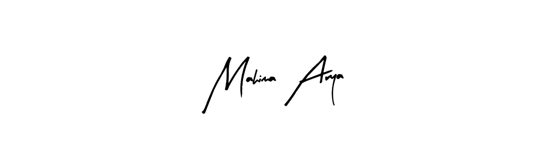 Arty Signature is a professional signature style that is perfect for those who want to add a touch of class to their signature. It is also a great choice for those who want to make their signature more unique. Get Mahima Arya name to fancy signature for free. Mahima Arya signature style 8 images and pictures png