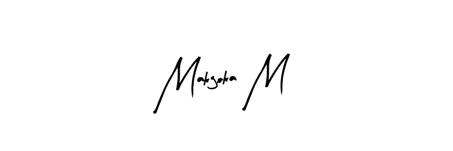 Makgoka M stylish signature style. Best Handwritten Sign (Arty Signature) for my name. Handwritten Signature Collection Ideas for my name Makgoka M. Makgoka M signature style 8 images and pictures png