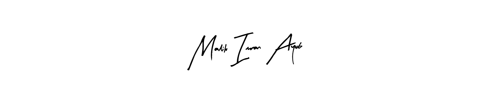 Arty Signature is a professional signature style that is perfect for those who want to add a touch of class to their signature. It is also a great choice for those who want to make their signature more unique. Get Malik Imran Ayub name to fancy signature for free. Malik Imran Ayub signature style 8 images and pictures png