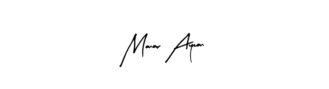 Use a signature maker to create a handwritten signature online. With this signature software, you can design (Arty Signature) your own signature for name Manar Ayman. Manar Ayman signature style 8 images and pictures png