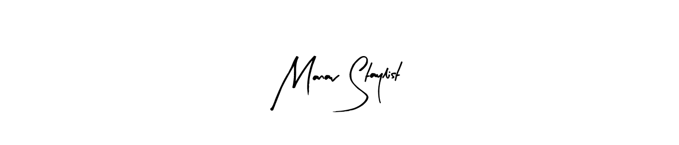 How to make Manav Staylist name signature. Use Arty Signature style for creating short signs online. This is the latest handwritten sign. Manav Staylist signature style 8 images and pictures png
