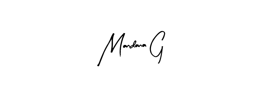 How to make Mandana G name signature. Use Arty Signature style for creating short signs online. This is the latest handwritten sign. Mandana G signature style 8 images and pictures png