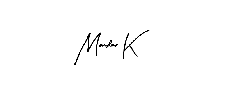 if you are searching for the best signature style for your name Mandar K. so please give up your signature search. here we have designed multiple signature styles  using Arty Signature. Mandar K signature style 8 images and pictures png