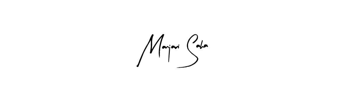 The best way (Arty Signature) to make a short signature is to pick only two or three words in your name. The name Manjari Saha include a total of six letters. For converting this name. Manjari Saha signature style 8 images and pictures png