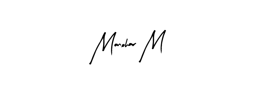 Arty Signature is a professional signature style that is perfect for those who want to add a touch of class to their signature. It is also a great choice for those who want to make their signature more unique. Get Manohar M name to fancy signature for free. Manohar M signature style 8 images and pictures png
