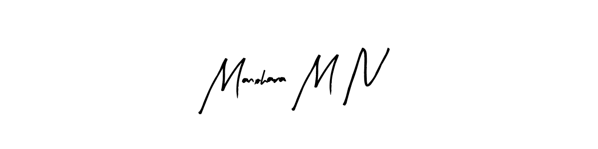 The best way (Arty Signature) to make a short signature is to pick only two or three words in your name. The name Manohara M N include a total of six letters. For converting this name. Manohara M N signature style 8 images and pictures png