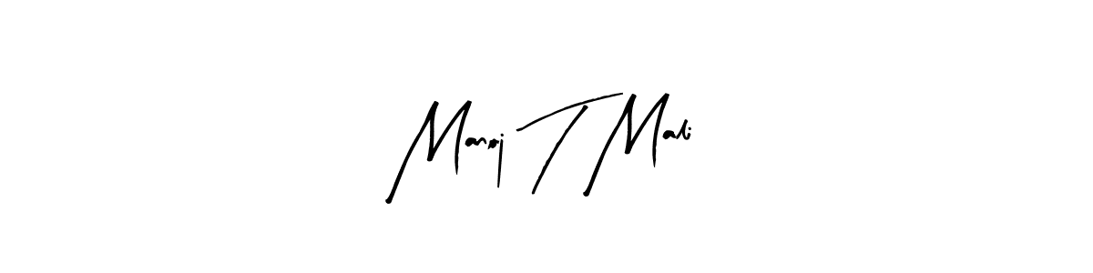How to make Manoj T Mali name signature. Use Arty Signature style for creating short signs online. This is the latest handwritten sign. Manoj T Mali signature style 8 images and pictures png