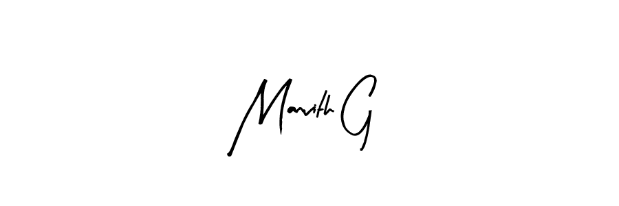 The best way (Arty Signature) to make a short signature is to pick only two or three words in your name. The name Manvith G include a total of six letters. For converting this name. Manvith G signature style 8 images and pictures png