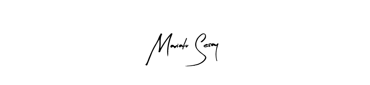 The best way (Arty Signature) to make a short signature is to pick only two or three words in your name. The name Mariatu Sesay include a total of six letters. For converting this name. Mariatu Sesay signature style 8 images and pictures png