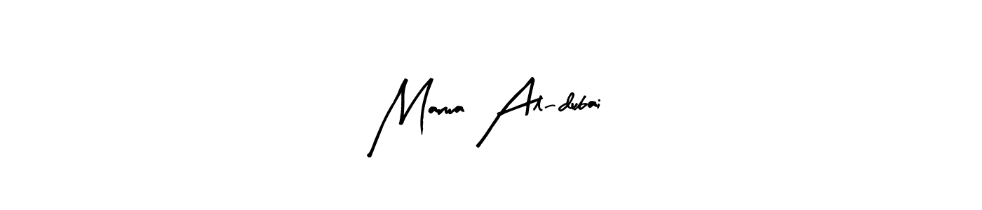 The best way (Arty Signature) to make a short signature is to pick only two or three words in your name. The name Marwa Al-dubai include a total of six letters. For converting this name. Marwa Al-dubai signature style 8 images and pictures png