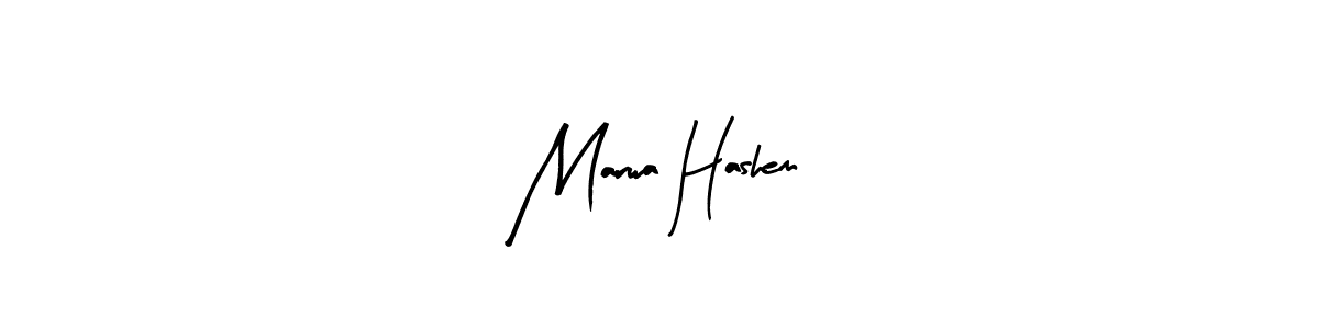 Arty Signature is a professional signature style that is perfect for those who want to add a touch of class to their signature. It is also a great choice for those who want to make their signature more unique. Get Marwa Hashem name to fancy signature for free. Marwa Hashem signature style 8 images and pictures png