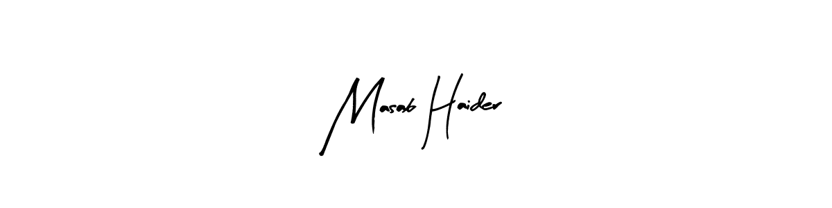 Design your own signature with our free online signature maker. With this signature software, you can create a handwritten (Arty Signature) signature for name Masab Haider. Masab Haider signature style 8 images and pictures png