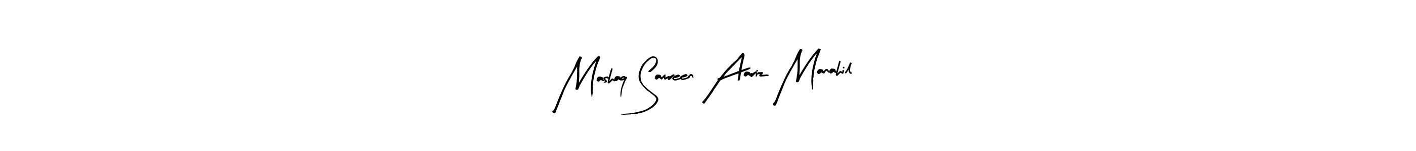 You should practise on your own different ways (Arty Signature) to write your name (Mashaq Samreen Aariz Manahil) in signature. don't let someone else do it for you. Mashaq Samreen Aariz Manahil signature style 8 images and pictures png