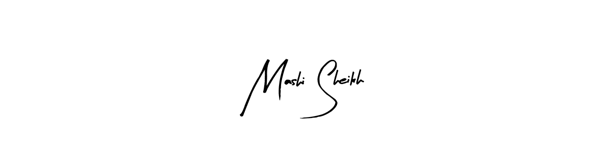 The best way (Arty Signature) to make a short signature is to pick only two or three words in your name. The name Mashi Sheikh include a total of six letters. For converting this name. Mashi Sheikh signature style 8 images and pictures png