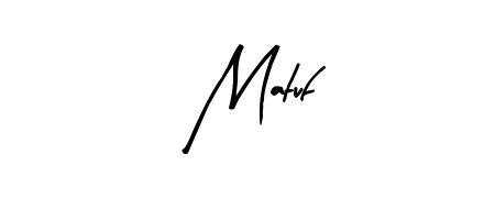 A sleek calligraphic signature for name Matuf utilizing Arty Signature styling. Great for adding personal signatures to photos and art. Matuf signature style 8 images and pictures png